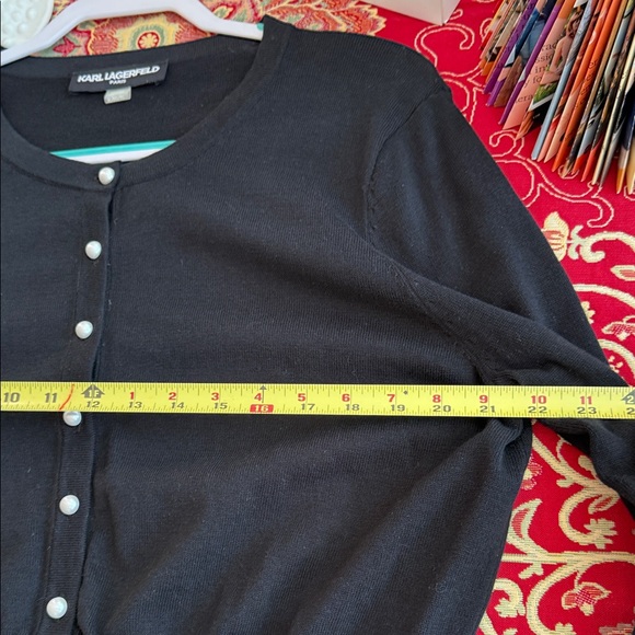 Karl Lagerfeld Black Cardigan with Pearl Buttons - Picture 7 of 8